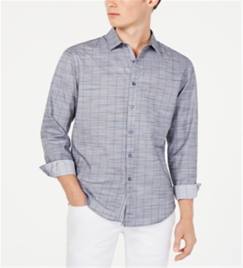 Inc International Concepts Men's Sloan Stretch Stripe Shirt Grey Size M