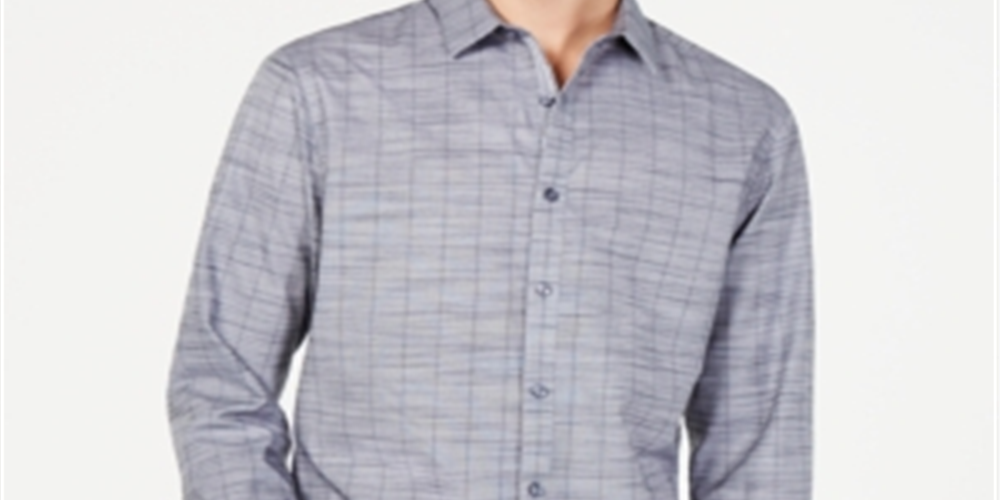 Inc International Concepts Men's Sloan Stretch Stripe Shirt Grey Size M