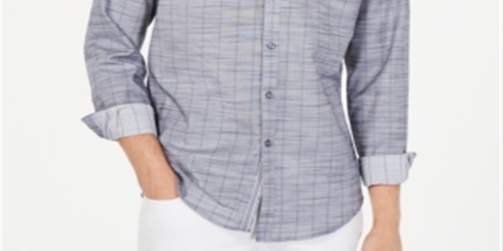 Inc International Concepts Men's Sloan Stretch Stripe Shirt Grey Size M
