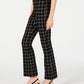 INC International Concepts Women's Windowpane Print Bootcut Pants Black Size 2