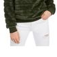 Crave Fame Junior's Faux Fur Sweatshirt Green Size M