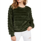 Crave Fame Junior's Faux Fur Sweatshirt Green Size M