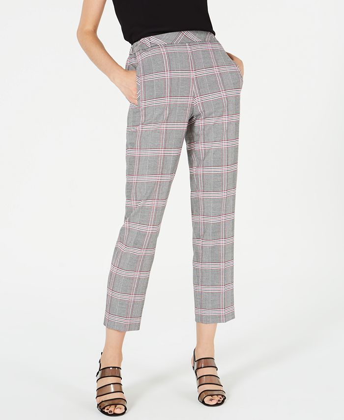 Bar III Women's Plaid Pants Gray Size Small