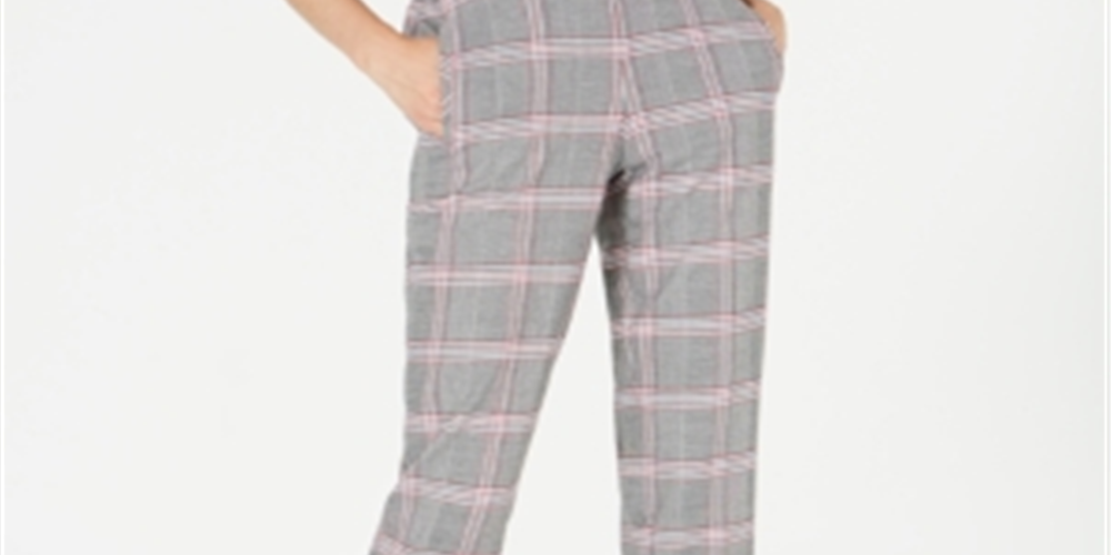 Bar III Women's Plaid Pants Gray Size Small