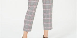 Bar III Women's Plaid Pants Gray Size Small