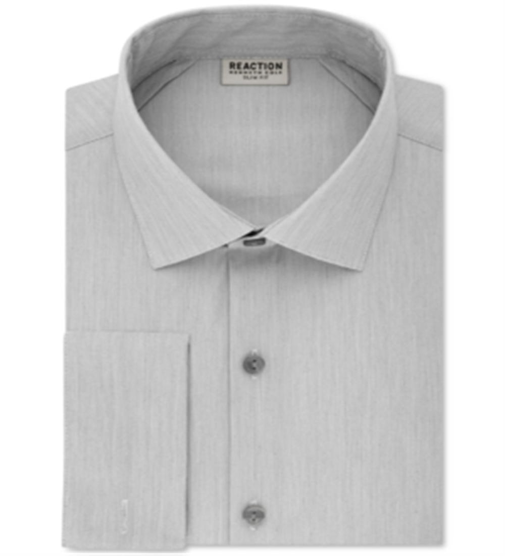 Kenneth Cole Men's French Cuff Button up Dress Shirt Gray Size 34X35