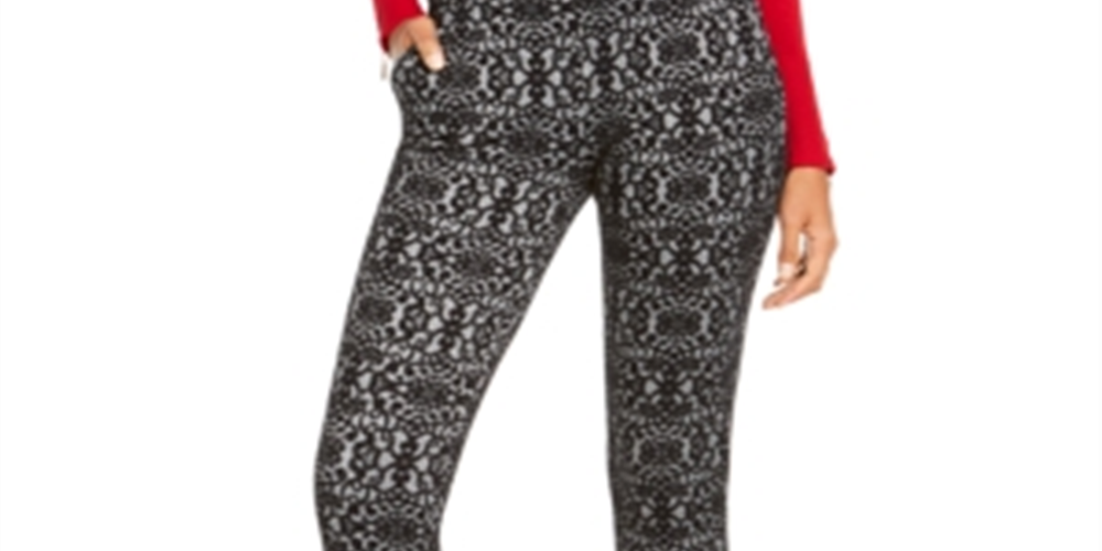 Thalia Sodi Women's Printed Skinny Cropped Trousers Black Size X-Small