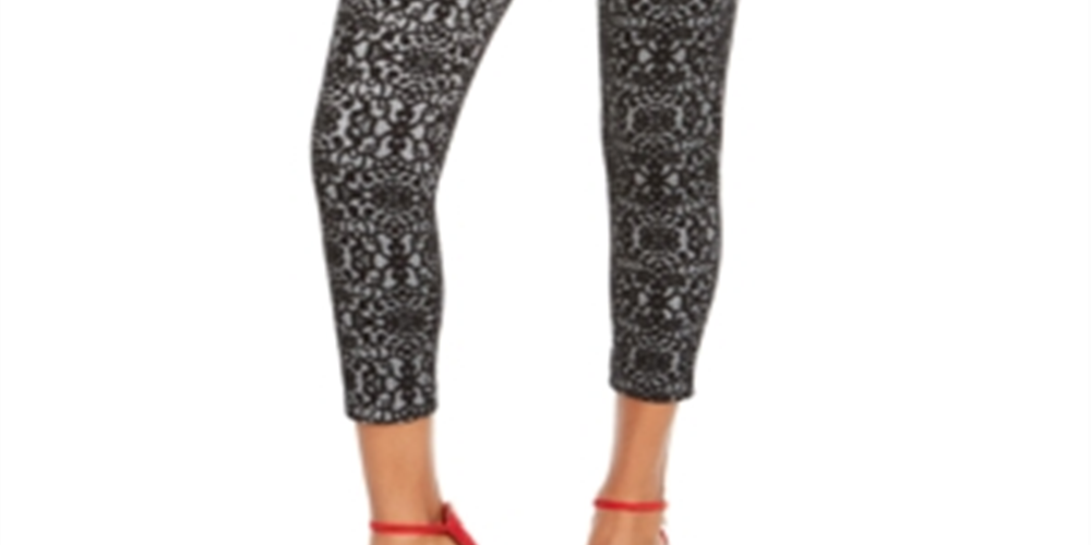 Thalia Sodi Women's Printed Skinny Cropped Trousers Black Size X-Small