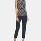 Tommy Hilfiger Women's Printed Knot Neck Top Navy Size L