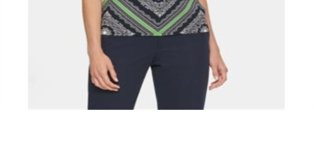 Tommy Hilfiger Women's Printed Knot Neck Top Navy Size L