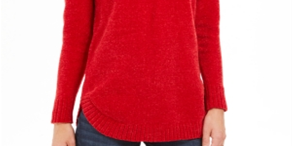 Style & Co Women's Chenille Cowl Neck Sweater Red Size X-Small