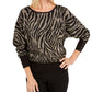 JM Collection Women's Jacquard Zebra Print Sweater Black Size S