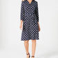 Charter Club Women's 3/4 Sleeve Knee Length Fit Flare Dress Blue Size Medium
