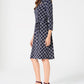 Charter Club Women's 3/4 Sleeve Knee Length Fit Flare Dress Blue Size Medium