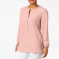JM Collection Women's Pleated Back Blouse Pink Size Medium
