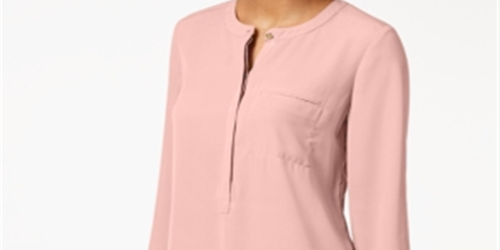 JM Collection Women's Pleated Back Blouse Pink Size Medium