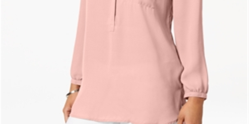 JM Collection Women's Pleated Back Blouse Pink Size Medium