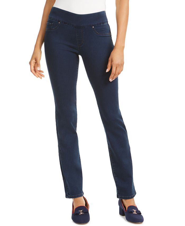 Charter Club Women's Denim Pull on Straight Leg Jeans Blue Size 10 Petite