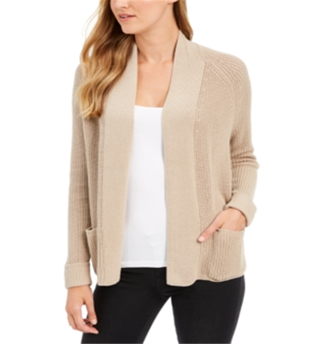 Charter Club Women's Cotton Cropped Cardigan Brown Size Petite S