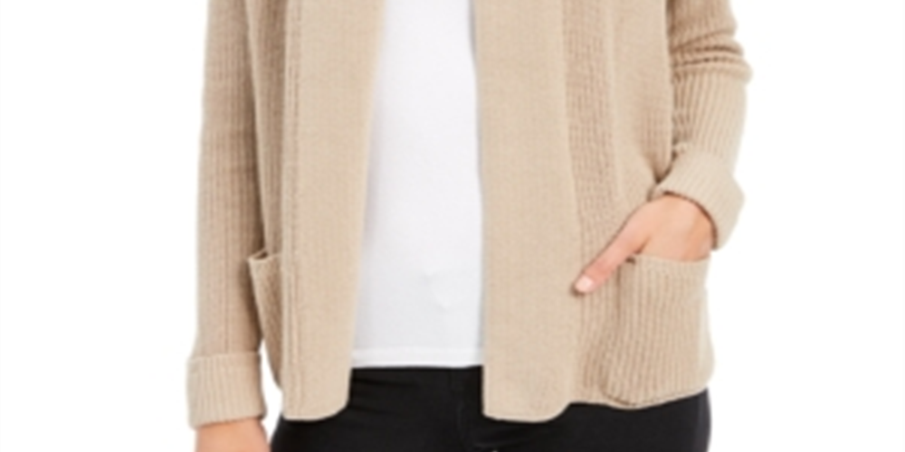 Charter Club Women's Cotton Cropped Cardigan Brown Size Petite S