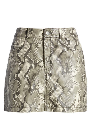 Vigoss Women's Faux Leather Animal Print Mini Pencil Skirt Gray Size Large