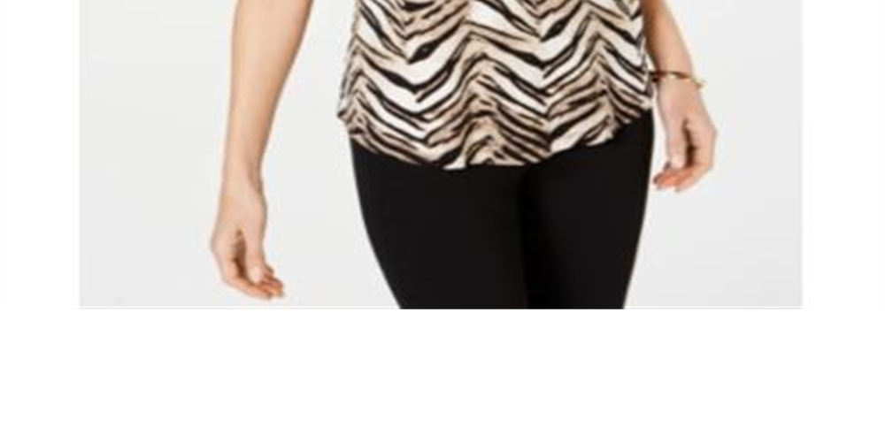 JM Collection Women's Printed Scoop Neck Top White Size X-Small