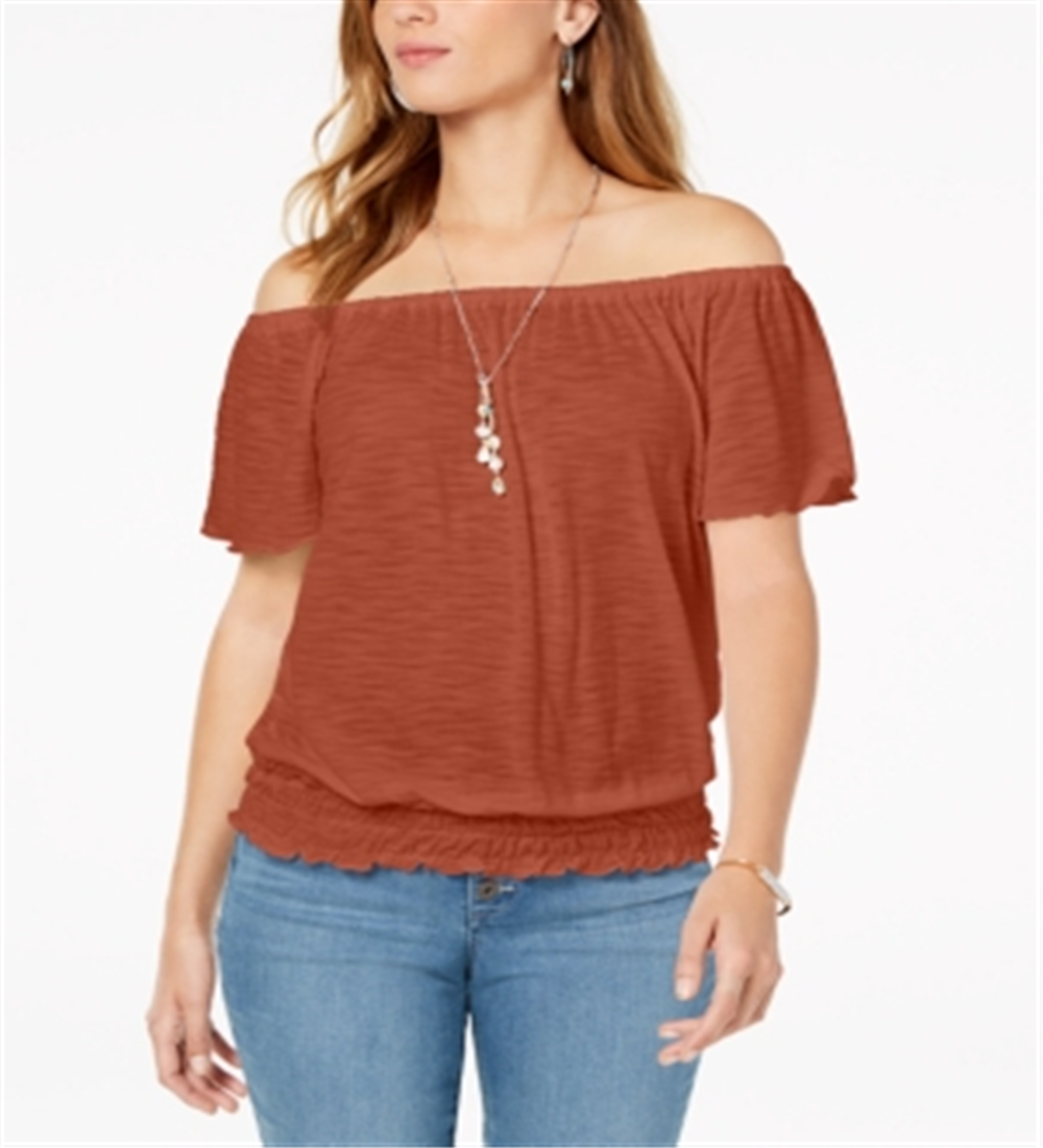 Style & Co Women's Convertible Off the Shoulder Top Orange Size Large