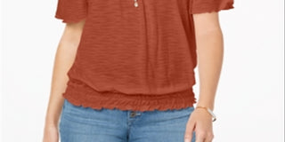 Style & Co Women's Convertible Off the Shoulder Top Orange Size Large