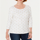 Karen Scott Women's Shimmer Camel-Print Top  White Size XS