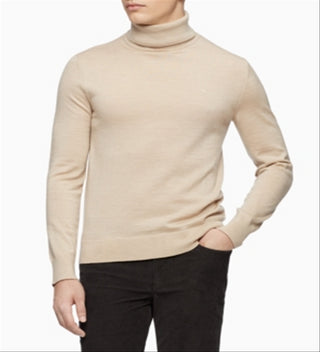 Calvin Klein Men's Heather Long Sleeve Turtle Neck Classic Fit Sweater Brown Size XX-Large