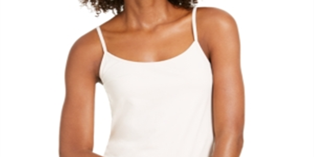 INC International Concepts Women's Spaghetti Strap Scoop Neck Top Beige Size Small