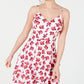 B DARLIN Women's Zippered Floral Spaghetti Strap V Neck Mini Layered Dress White Size 9-10
