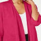 Alfani Women's Linen Open Front Cardigan Pink Size Petite Medium