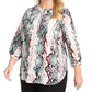 JM Collection Women's Printed Top Green Size 0X