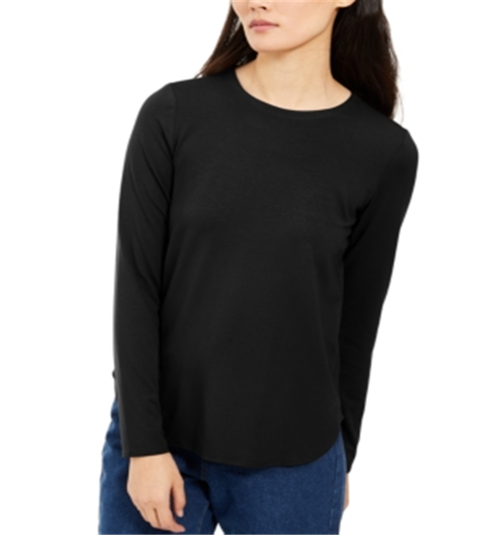 Eileen Fisher Women's Crewneck Long Sleeve Top Black Size S/P