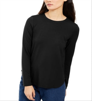 Eileen Fisher Women's Crewneck Long Sleeve Top Black Size S/P