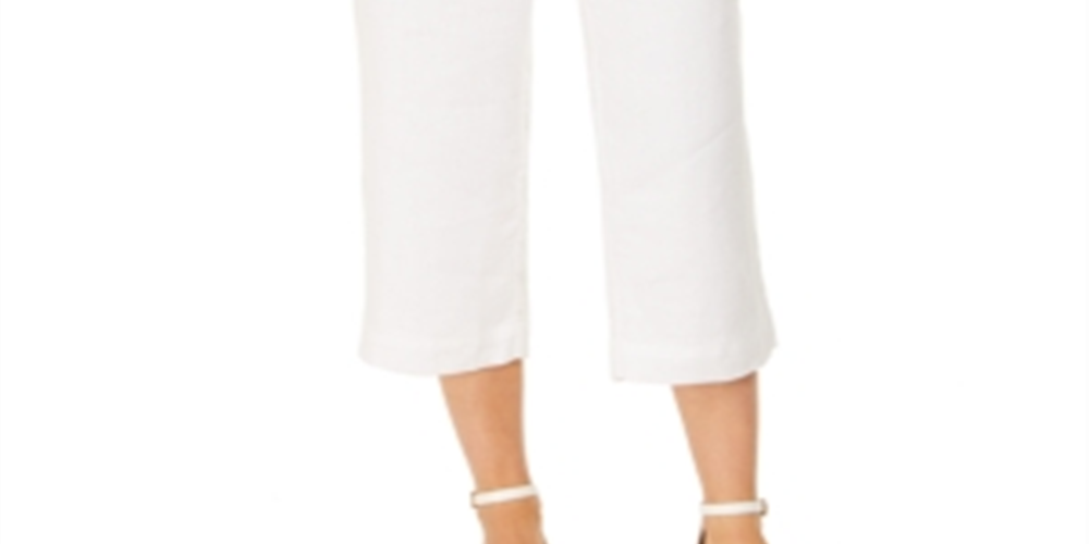 Charter Club Women's Linen Cropped Tie Waist Pants Grey Size X-Small