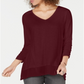 Style & Co Women's Long Sleeve V Neck Blouse Wine Size PP