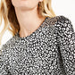 Michael Kors Women's Metallic Leopard Print Top Black Size L