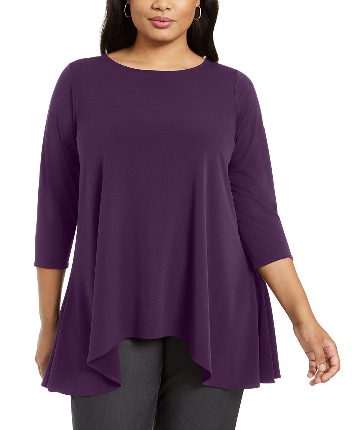 Alfani Women's Solid Swing Top Purple Size Petite L