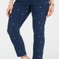 Charter Club Women's Embroidered Bristol Skinny Ankle Jeans Baltic Wash Blue Size 16
