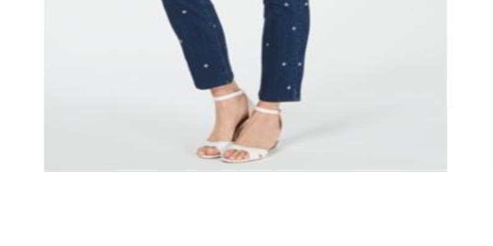 Charter Club Women's Embroidered Bristol Skinny Ankle Jeans Baltic Wash Blue Size 16
