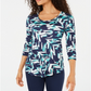 JM Collection Women's Printed T-Shirt  Green Size XS