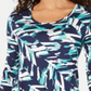 JM Collection Women's Printed T-Shirt  Green Size XS