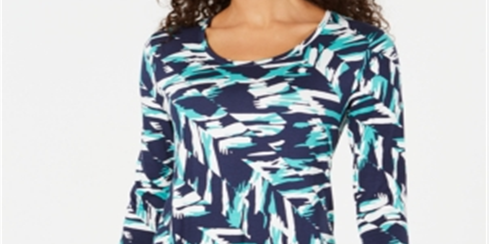 JM Collection Women's Printed T-Shirt  Green Size XS