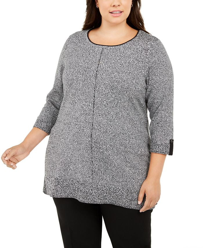 Karen Scott Women's Contrast Trim Sweater Black Size 2X