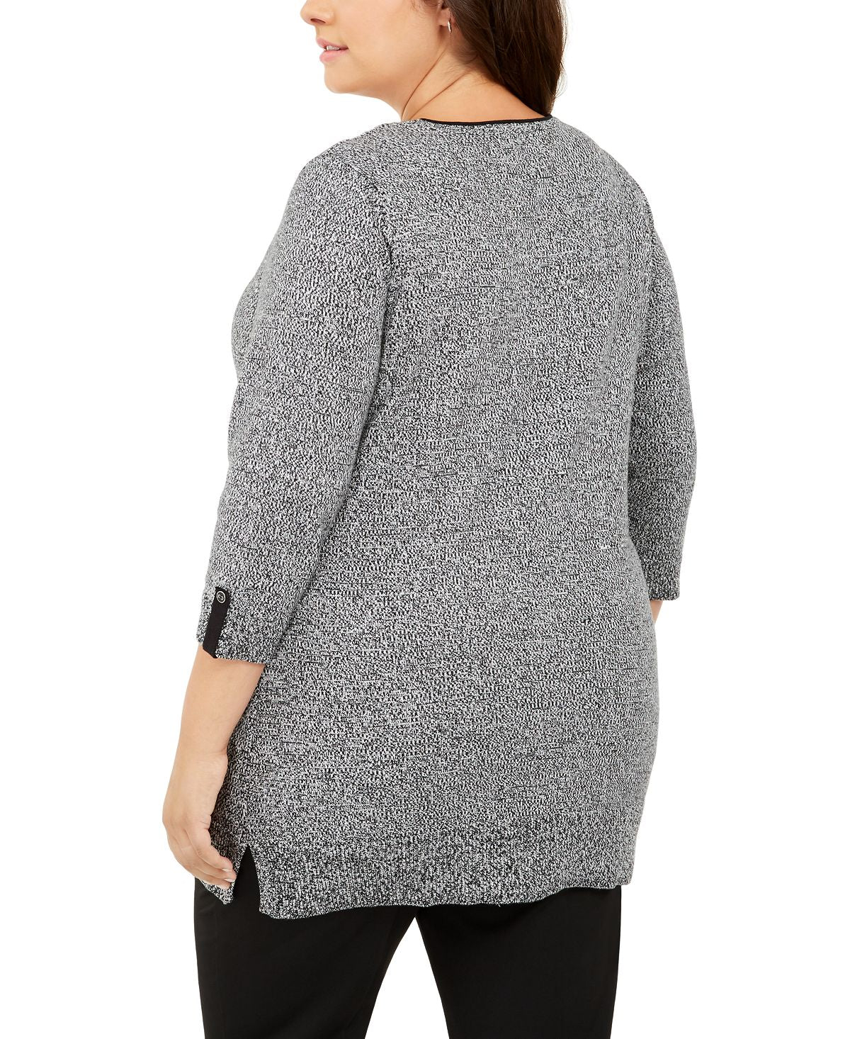 Karen Scott Women's Contrast Trim Sweater Black Size 2X