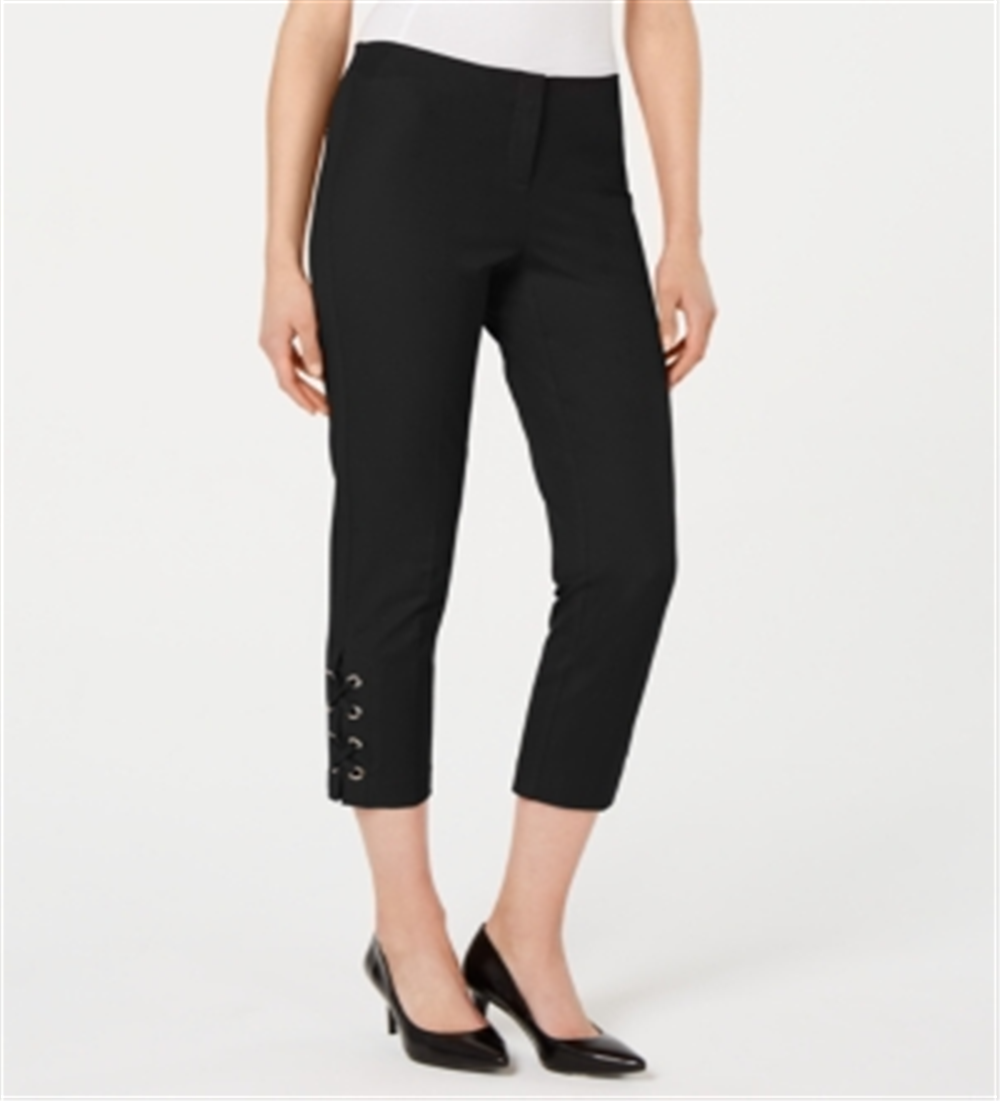 Alfani Women's Cropped Lace up Pants Black Size 4