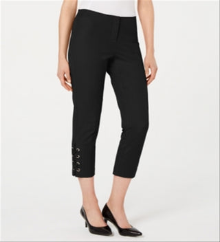 Alfani Women's Cropped Lace up Pants Black Size 4