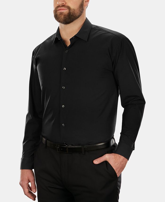 Kenneth Cole Men's Big & Tall Classic Fit Solid Dress Shirt Black Size 34-35